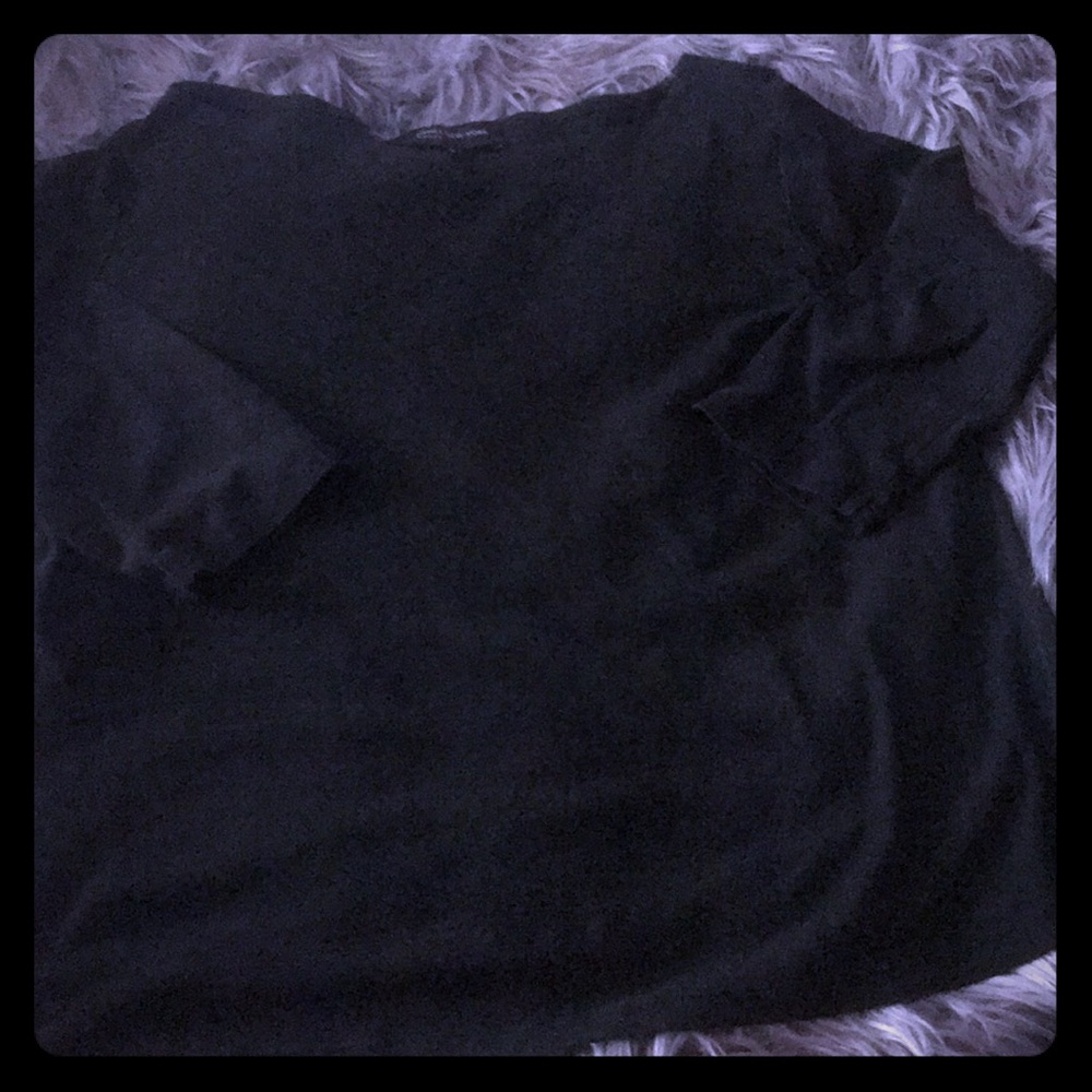 3/4 quarter sleeve black cotton shirt